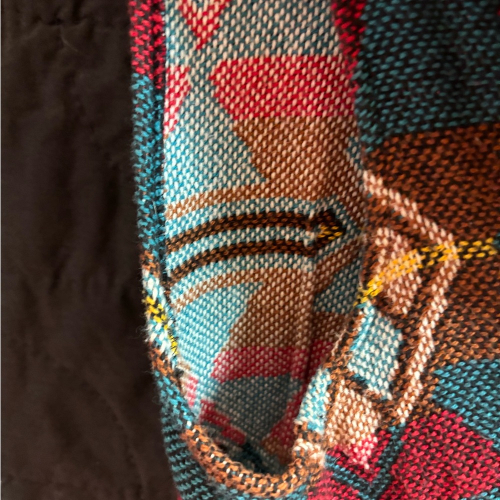 Bohemian Multicolor Geometric Pattern Poncho - image 4